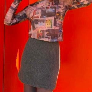 Grey mini skirt
