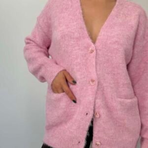 Fluffy cardigan pink